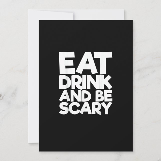 Tarjeta Festiva Eat Drink And Be Scary Halloween Retro Classic (Anverso)