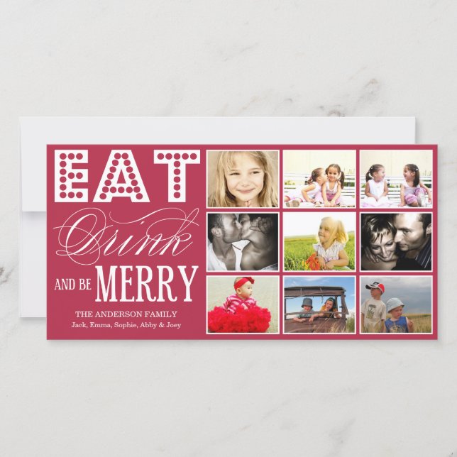 TARJETA FESTIVA EAT, DRINK & BE MERRY | HOLIDAY COLLAGE CARD (Anverso)