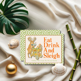 Tarjeta Festiva Eat Drink Sleigh Tropical Christmas Chinoiserie