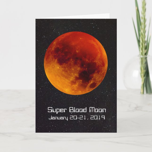 Tarjeta Festiva Eclipse de luna Super Sangre 2019 (Anverso)