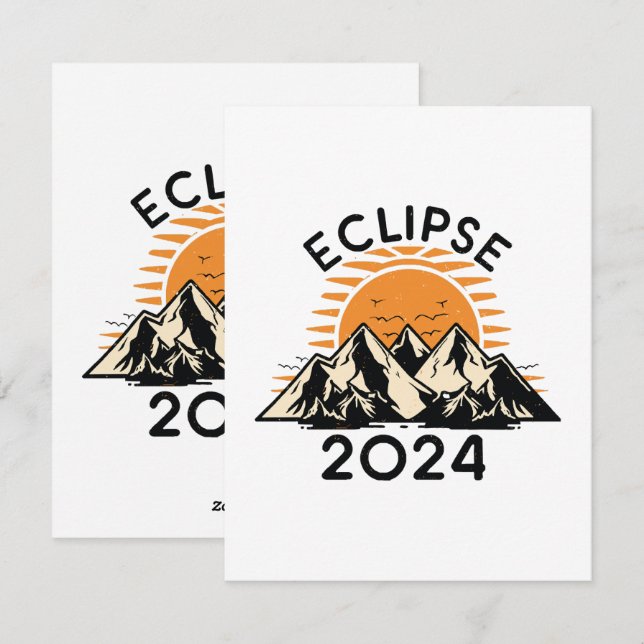 Tarjeta Festiva Eclipse solar total 2024 (Anverso / Reverso)