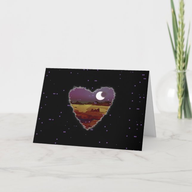 Tarjeta Festiva Eclipsed Heart Sci Ficción Valentine Love Romance  (Anverso)