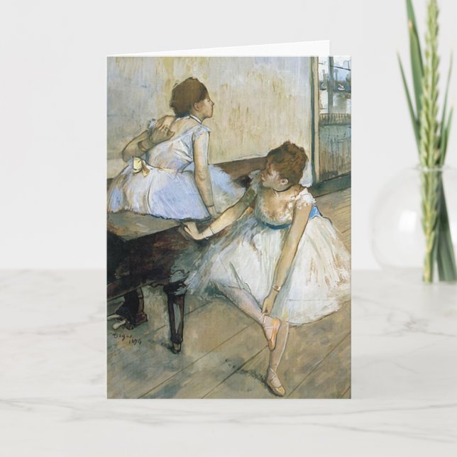 Tarjeta Festiva Edgar Degas - reclinación de los bailarines (Anverso)