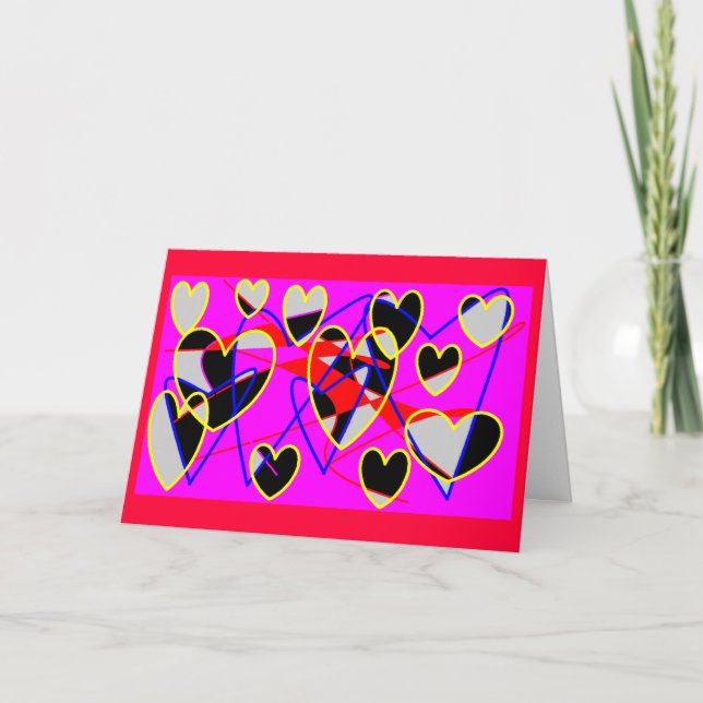 Tarjeta Festiva Edgy Hearts (Anverso)