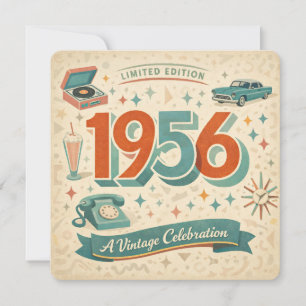 Tarjeta Festiva Edición Limitada Cumpleaños 1956 Estilo Retro 50