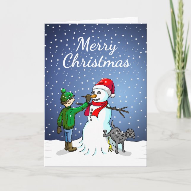 Tarjeta Festiva Edificio Snowman (Anverso)