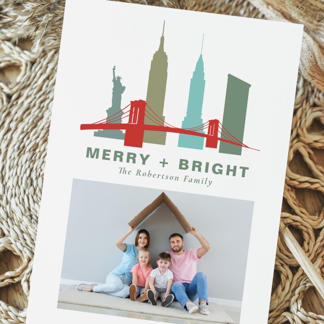 Tarjeta Festiva Edificios de Navidades de Nueva York, Skyline de a (Subido por el creador)