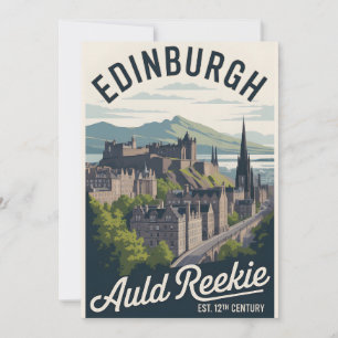 Tarjeta Festiva Edimburgo Escocia Paisaje Urbano de Viaje Estilo R