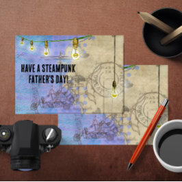 Tarjeta Festiva Edison de Steampunk ilumina el día de un padre con