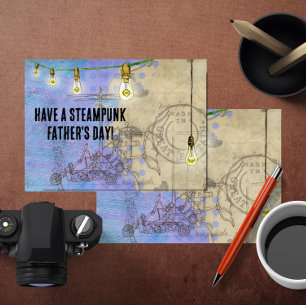 Tarjeta Festiva Edison de Steampunk ilumina el día de un padre con