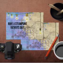 Tarjeta Festiva Edison de Steampunk ilumina el día de un padre con
