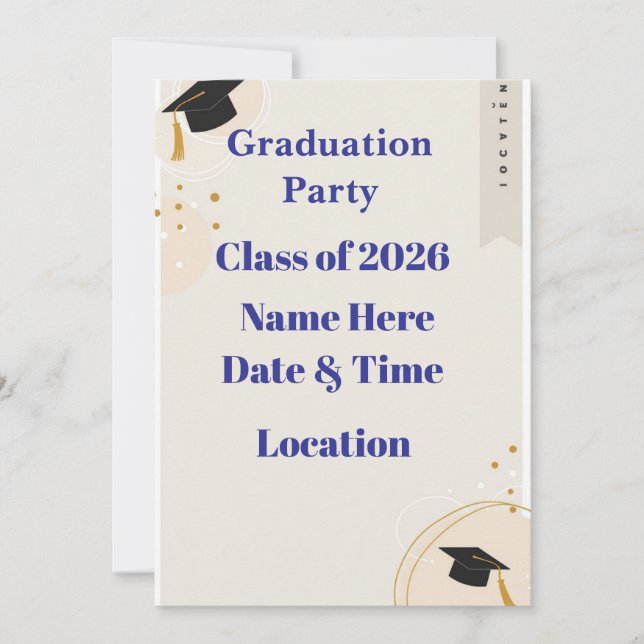 Tarjeta Festiva Editable Graduation Invitation 7x5 – Minimal Horiz (Anverso)