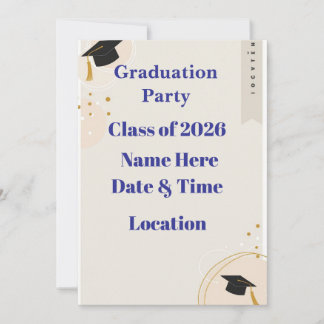 Tarjeta Festiva Editable Graduation Invitation 7x5 – Minimal Horiz