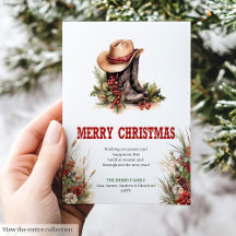 Editable Wild West Christmas greeting card design