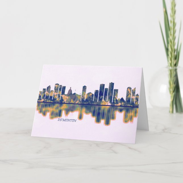 Tarjeta Festiva Edmonton Skyline (Anverso)