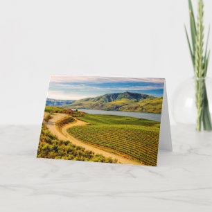 Tarjeta Festiva EE. UU., Washington, lago Chelan. Viñedos Benson