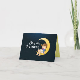 Tarjeta Festiva Een jongen slapend op de maan