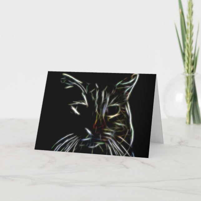 Tarjeta Festiva Eerie Black Cat Halloween (Anverso)