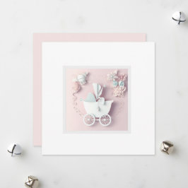 Tarjeta Festiva Efecto 3d para la chica bebé rosada