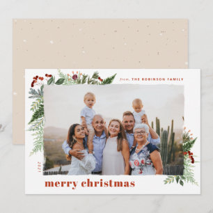 Tarjeta Festiva Efecto de brocha neutral de tierra Navidades del B