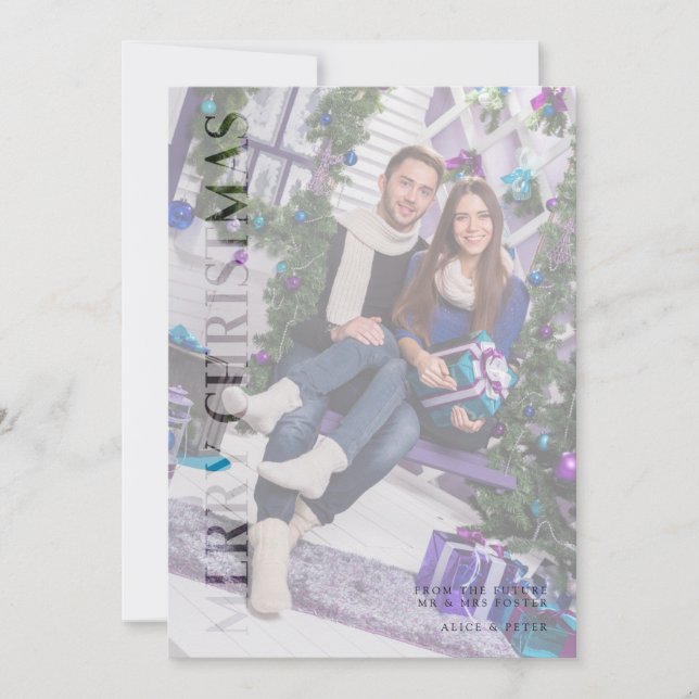 Tarjeta Festiva Efecto de transparencia Foto familiar Feliz Navida (Anverso)