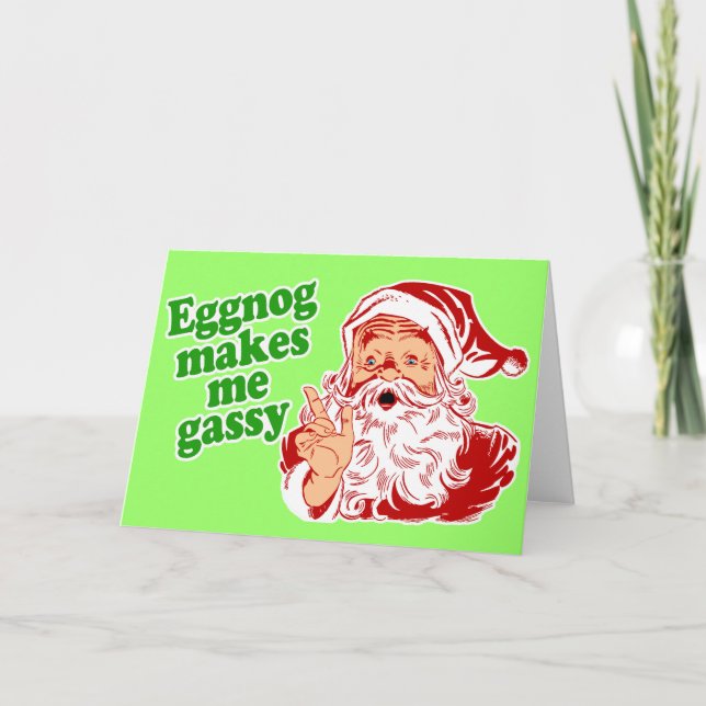 Tarjeta Festiva Eggnog hace Santa Fart (Anverso)