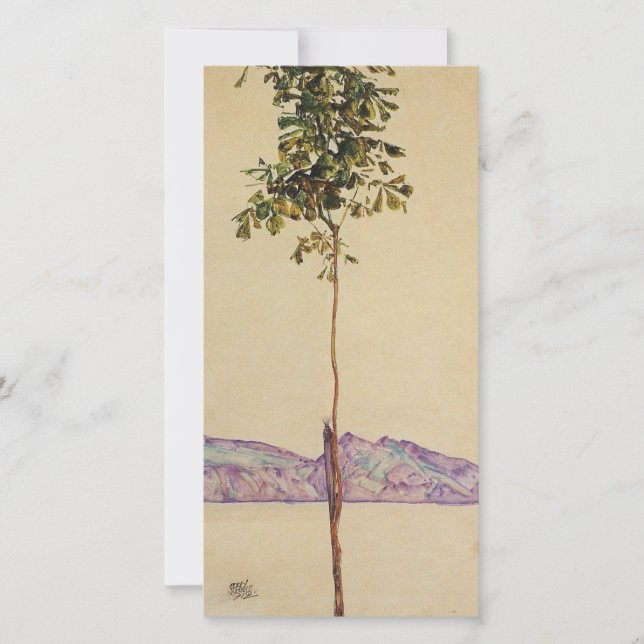 Tarjeta Festiva Egon Schiele - Árbol de castañas de árbol pequeño  (Anverso)