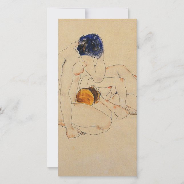 Tarjeta Festiva Egon Schiele - Dos amigos (Anverso)