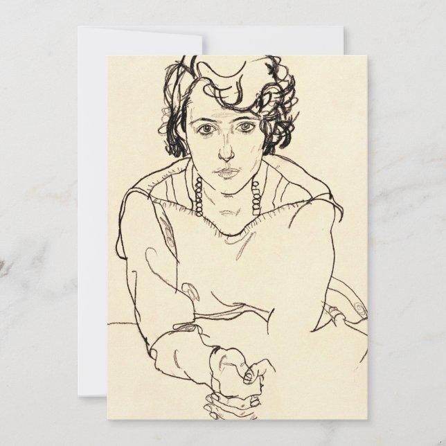 Tarjeta Festiva Egon Schiele - Mujer sentada (Anverso)