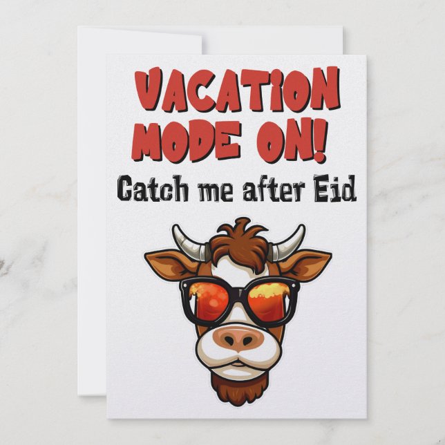 Tarjeta Festiva Eid Adha Meme Divertido - Cabra en modo vacaciones (Anverso)