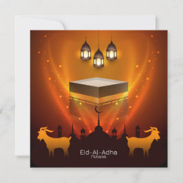 Tarjeta Festiva Eid Al Adha Mubarak Kaba Sharif Cabra Islámico