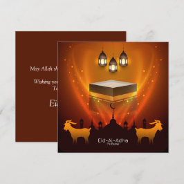 Tarjeta Festiva Eid Al Adha Mubarak Kaba Sharif Cabra Islámico