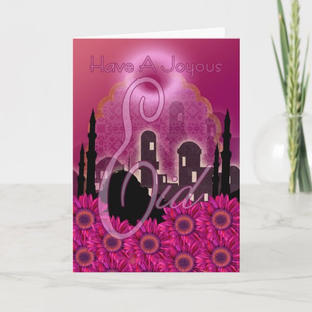 Tarjeta Festiva Eid Card, Happy Y Joyous Eid, (Anverso)