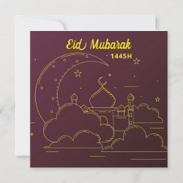 Tarjeta Festiva Eid Mubarak 1445 Hijriah Line art