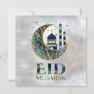Tarjeta Festiva Eid Mubarak - Abalone Shell, Pearl y Gold