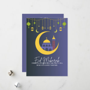 Tarjeta Festiva Eid Mubarak Azul