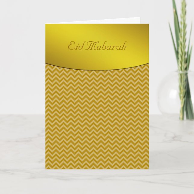 Tarjeta Festiva Eid Mubarak Chevron de Oro (Anverso)