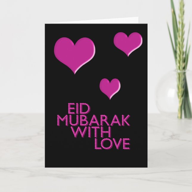 Tarjeta Festiva eid Mubarak con rosa del amor (Anverso)