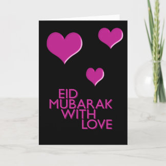 Tarjeta Festiva eid Mubarak con rosa del amor