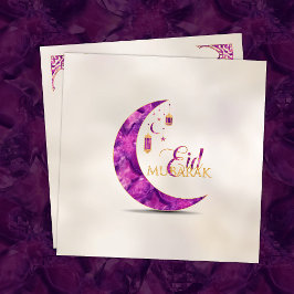 Tarjeta Festiva Eid Mubarak - Creciente Ametista en la perla