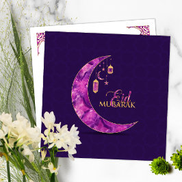 Tarjeta Festiva Eid Mubarak - Feliz Eid - Media Creciente