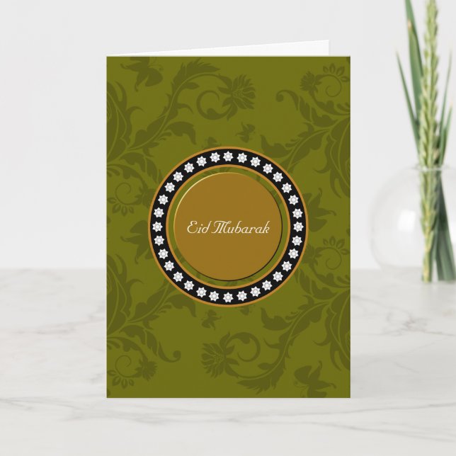 Tarjeta Festiva Eid Mubarak Floral (Anverso)