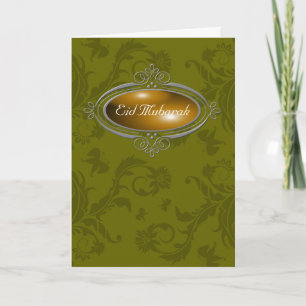 Tarjeta Festiva Eid Mubarak Floral Verde