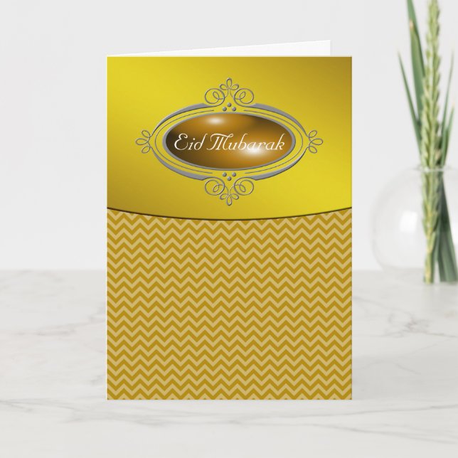 Tarjeta Festiva Eid Mubarak Gold Chevron (Anverso)