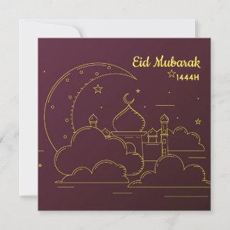 Tarjeta Festiva Eid Mubarak Line art