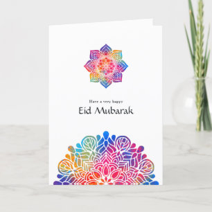 Tarjeta Festiva Eid Mubarak Mandala Foto de Familia Felicitación