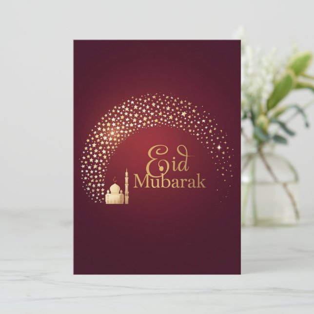 Tarjeta Festiva Eid Mubarak Modern Personalized card (Anverso de pie)