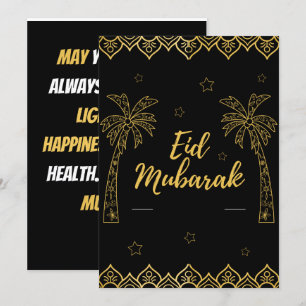 Tarjeta Festiva Eid Mubarak Negro Y Oro