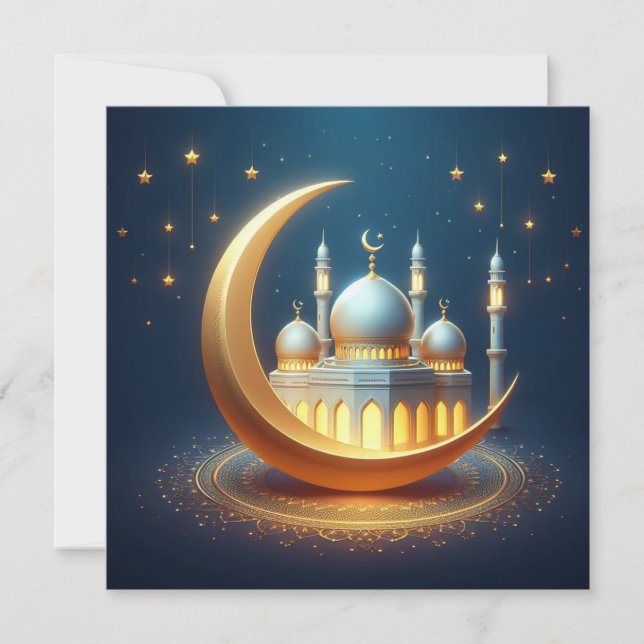 Tarjeta Festiva Eid Mubarak Personalizable Saludos Textos (Anverso)