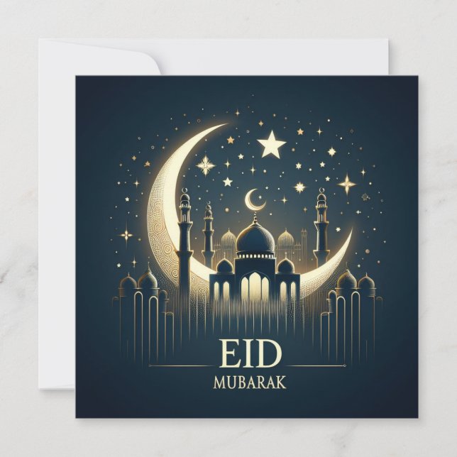 Tarjeta Festiva Eid Mubarak Personalizable Saludos Textos (Anverso)
